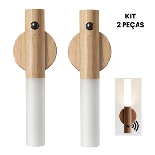 Luminaria Luz Led Recarregável Sensor de Movimento Arandela de Madeira Minimalista Para Mesa Parede