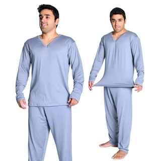 Pijama de Frio Masculino Inverno Malha Suede Manga Longa e Calça em Oferta na Shopee