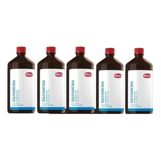 Kit Com 5 Sulfamicina Coccidiose E Coriza Aves 1 Litro