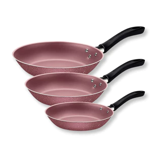 Jogo De Frigideiras Linz Tramontina 03 Peças Alumínio Rosa Revestimento Antiaderente Starflon Max Cozinha Resistente