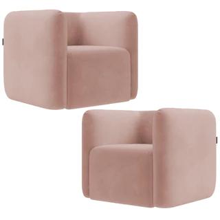 Kit 02 Poltronas Decorativas Para Sala de Estar Fixa Living Peônia K01 Veludo Rosê - Lyam Decor