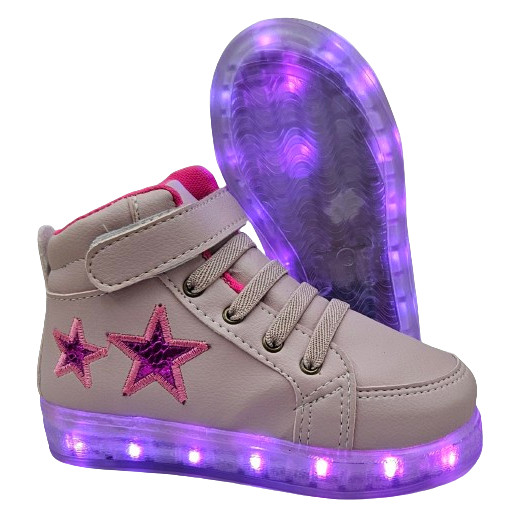 Tênis de Led Recarregável Menina Estrela Unicórnio