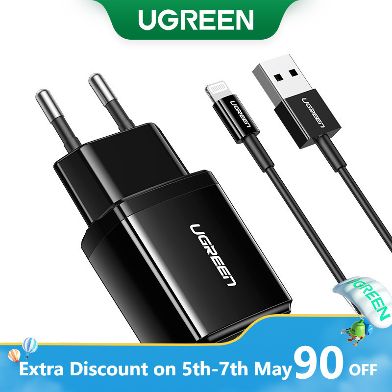Carregador De Telefone USB UGREEN 5V2.1A Mini Wall Charger EU Adaptador Para iPhone 8 11 X XR Xiaomi Celular Fone De Ouvido