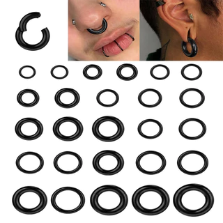 Brinco De Aço Inoxidável Preto Piercings 1 PC Anel Labial Redondo De Nariz Grosso Simples Clicker Jewelry
