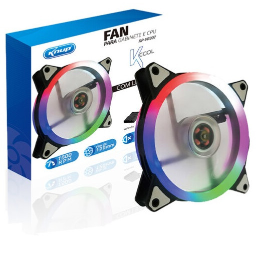 Cooler Fan Ventoinha Para PC Gabinete 120mm Led RGB VR338