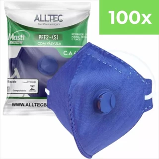 Kit 100un Máscara Descartável com Válvula PFF2 Tripla Camada Respirador EPI