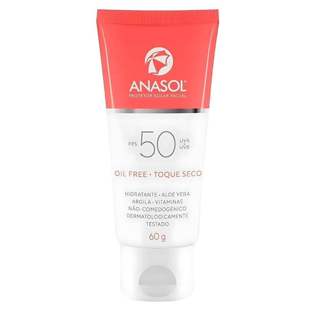 PROTETOR SOLAR FACIAL FPS 50 OIL FREE TOQUE SECO ANASOL | Shopee Brasil