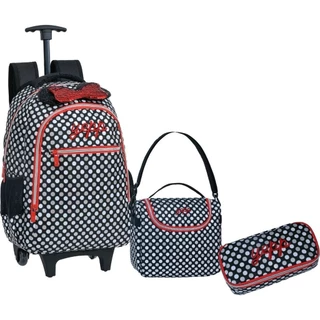 Kit Mochila Rodinha Lancheira Estojo Juvenil Escolar Infantil Menina Minnie Yepp