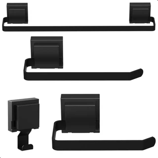 Kit Para Banheiro Com Ventosa 4 Peças de Metal Resistente