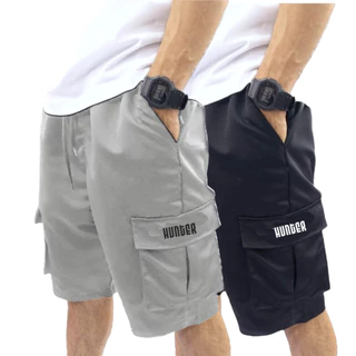 Kit 2 Bermudas Corta Vento Bolso Cargo Hunter Colors Verão