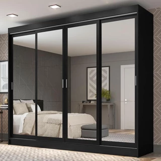 Guarda-Roupa Casal Madesa Austin 4 Portas de Correr de Espelho 3 Gavetas em Oferta na Shopee