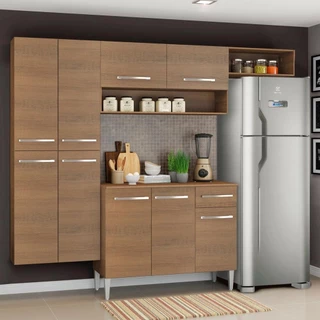 Armário de Cozinha Completa 229cm Rustic Emilly Fit Madesa 03 em Oferta na Shopee