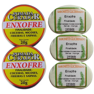 2 Pomada 3 Sabonete Enxofre Extra Forte Sarna Micose Coceira