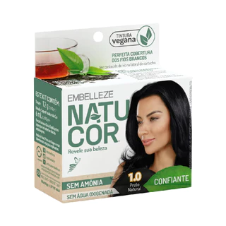Tintura Cabelo Vegana Preto Natural 1.0 Natucor Embelleze