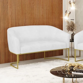 Sofá Namoradeira 2 Lugares Base Industrial Dourado Stella Corano D03 - D'Rossi