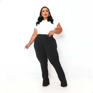Calça Legging Flare Plus Size Zero Transparência / Calca Frare / Calca Pluz Size