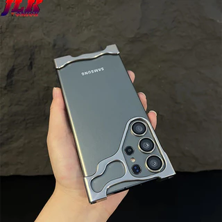 [JLK] Estojo De Alumínio Metálico Sem Aro Para Telefone Samsung Galaxy S24 Ultra S23 + S24 + S23 S24 Plus Protetor De Lente Com O Logotipo Oco Refrigeração Anti-Queda