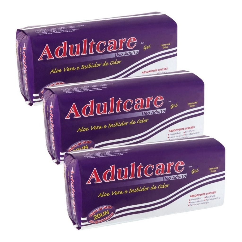 Kit Absorvente Unissex Adultcare 3 Pacotes 60 Unidades | Shopee Brasil