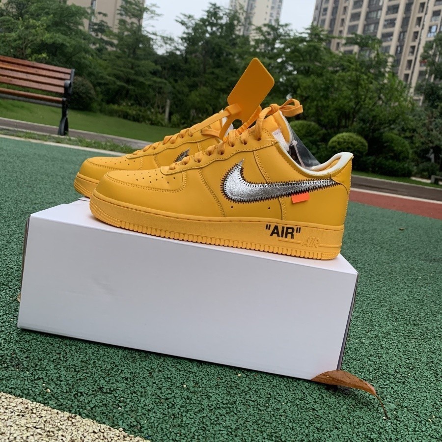 2022New Off-White x NK Air Force 1 Low "University Gold" Amarelo calçados esportivos