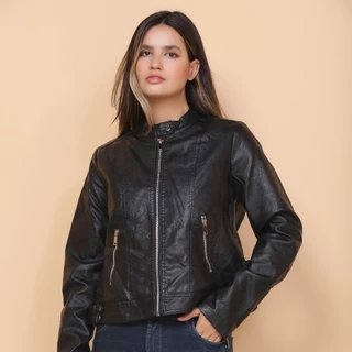 Jaqueta de couro curta retrô americana, nova jaqueta de couro para motocicleta feminina, legal e bonita