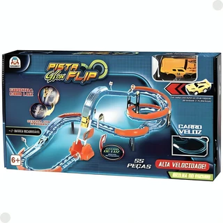 Pista Glow Flip Carrinho Recarregável 55 Peças 0407 Braskit