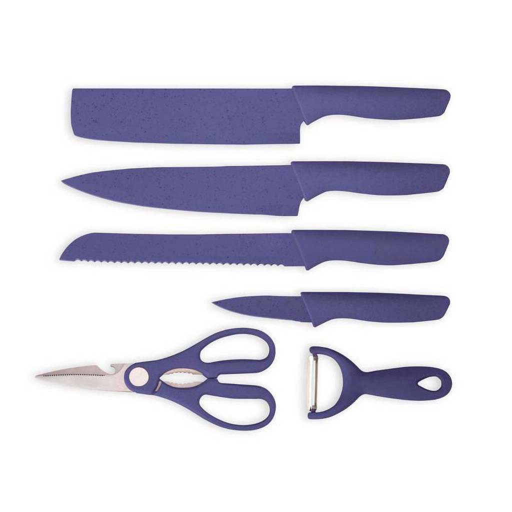 Kit 6 Peças Conjunto De Facas Antiaderente Cozinha - Roxa