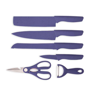 Kit 6 Peças Conjunto De Facas Antiaderente Cozinha - Roxa
