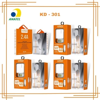 Carregador Turbo Rápido Kaidi Compatível com iPhone, V8 Micro USB e Tipo C KD-301A , KD-301C , KD-301S