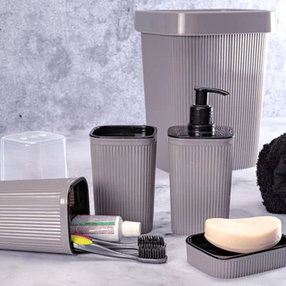 Kit de Banheiro Frisos Cinza Decoração Lavabo Plasutil