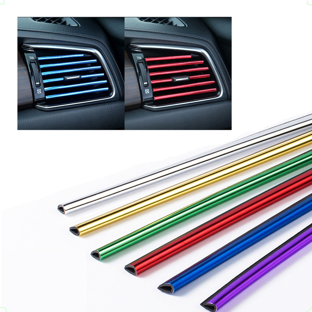Tiras Filete Cromado Decoração Carro Saída Ar Condicionado Automotivo Acessórios 10pcs 20cm