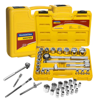 Jogo Kit De Soquetes Sextavado 1/2 Tramontina 8 A 32mm 22Pçs