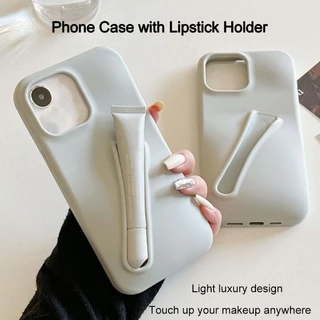 Capa Oficial De Silicone Série Iphone Traseira Macia À Prova De Queda aveludada Premium Silicone Macio Porta-Batom Armazenamento De Batons em Oferta na Shopee