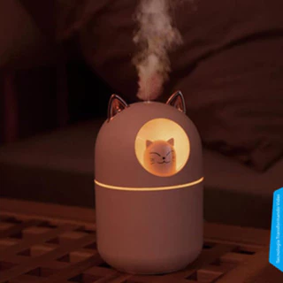 Umidificador De Ar 300ML Difusor De Aroma De Gato Fofo Com Luz Nocturna Colorida USB Aromatizador Ambiente de Gatinho Gato