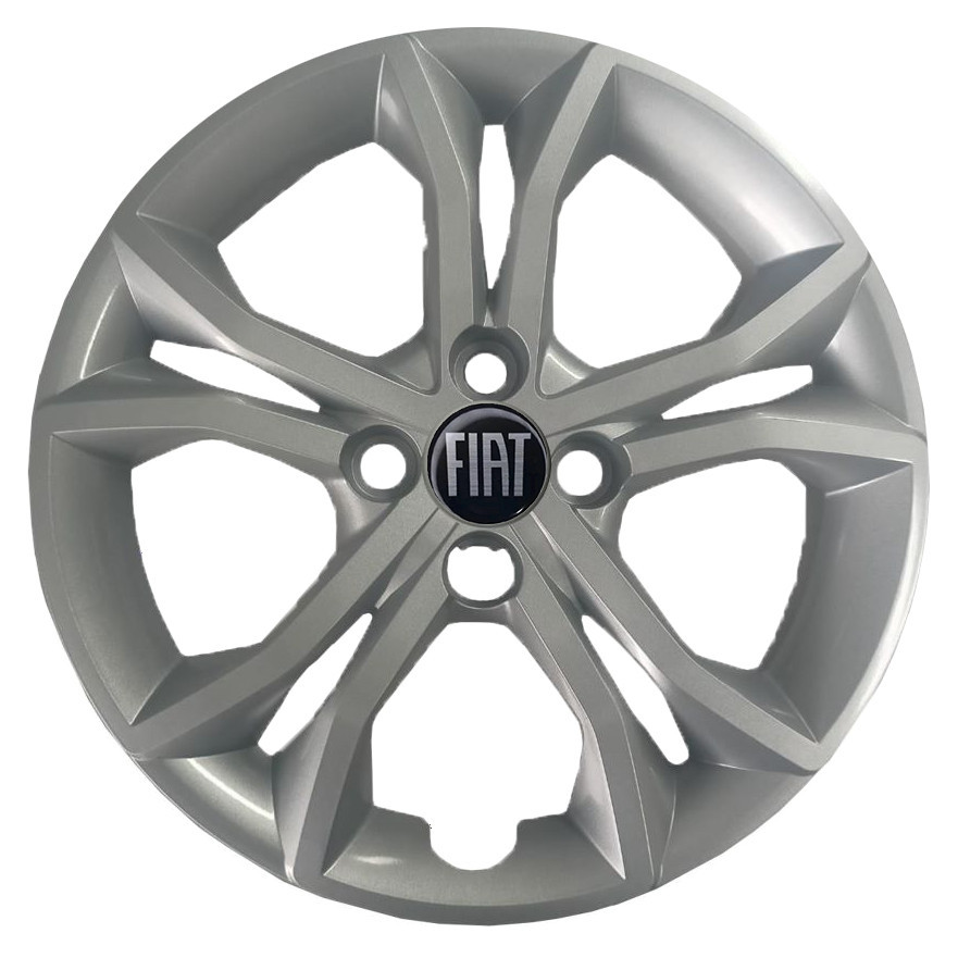 Calota Fiat Argo Cronos Aro 15 p/ cubo alto Prata c/ adesivo preta.