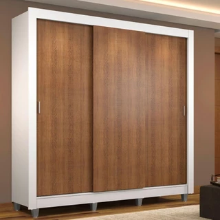 Guarda Roupa Casal Madesa Mônaco 3 Portas de Correr com Pés - Branco/Rustic em Oferta na Shopee