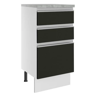 Balcão Armário de Cozinha 40 cm 3 Gavetas Branco/Preto Glamy Madesa em Oferta na Shopee