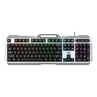 Teclado Gamer Aula F2023 Rgb Usb Multimídia Prata