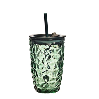 Copo com Canudo Lucky em Vidro 420ml em Oferta na Shopee