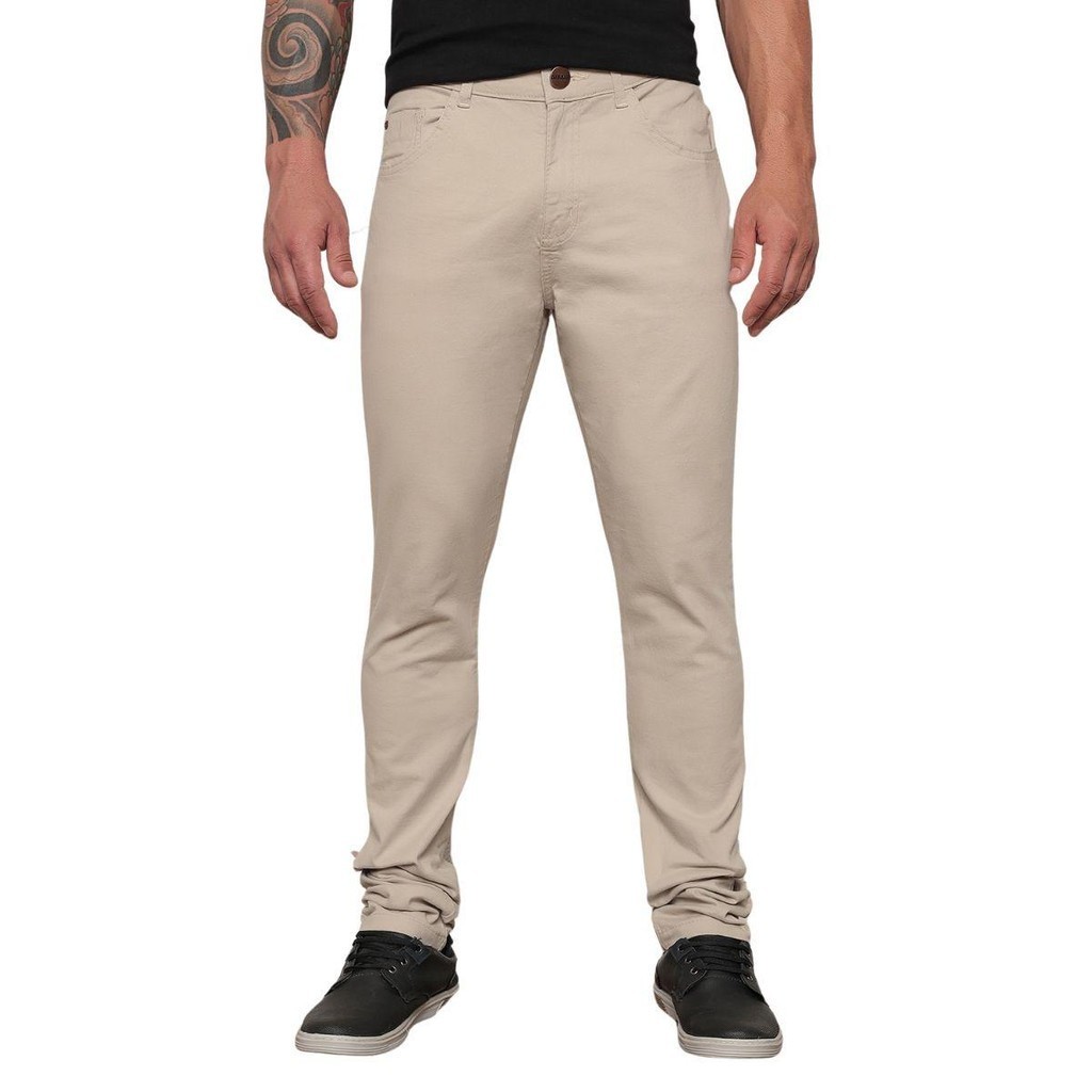 Calça de sarja bege shops masculina