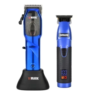 Maquina de Cortar Cabelo Profissional Wmark NG 9003 + Acab. Ng 318 azul esc