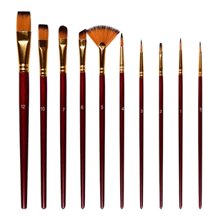 Conjunto De 10pcs Pincéis Para Pintura Kit Pincel Artista Múltiplos Médios Com Cabelos De Nylon Acrílico Aquarelle Aquarela A Óleo De Guache Grandes Suprimentos De Desenho De Arte