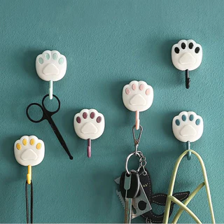 Kit 8 Ganchos de Parede em Forma Pata de Urso Adesivo Colorido Gancho Para Cozinha Banheiro