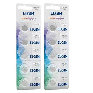 10 Baterias Pilhas 3v Elgin Cr1616 2 Cartelas