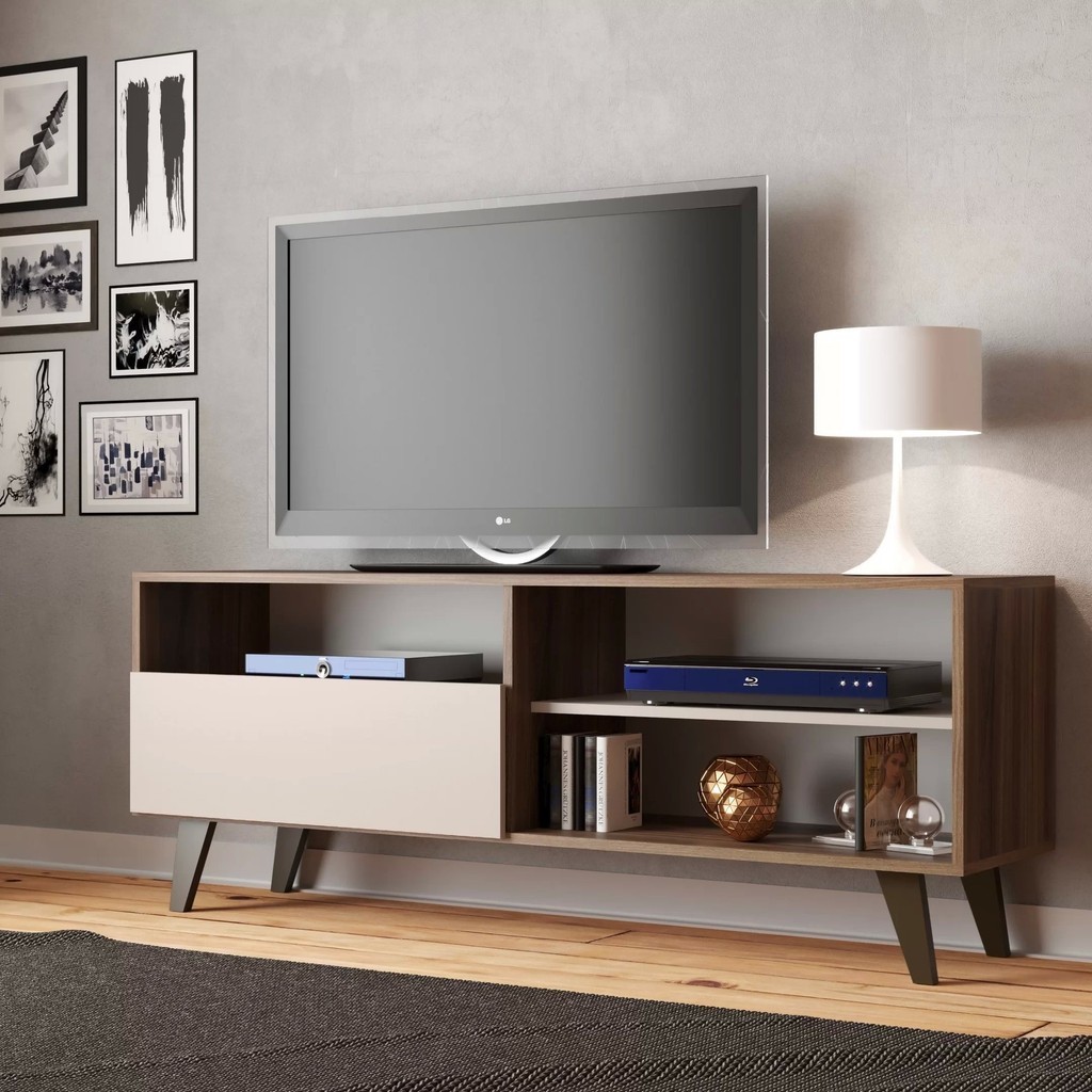 Rack para TV até 55 Polegadas 3 Nichos 1 Porta Detroit J Carvalho