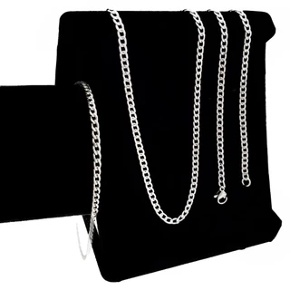 Cordao Corrente colar 60cm Grumet Italiano Masculino Fino Pulseira Aço Inox cirurgico 316l Kit