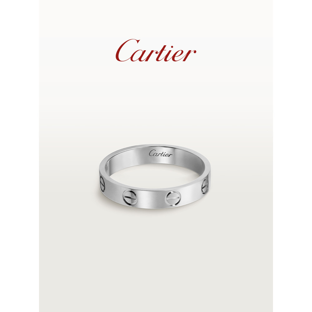 [Com Caixa] Cartier Cartier Cartier LOVE Series Ring Platinum Versão estreita Anel de Casamento Casal Único Presente