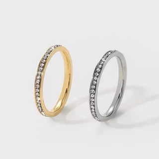 Kit 2 Anéis Aparadores em Aço Inoxidável Com Zircônias – Elegantes Para Casamento/ Festa/ Clube ou Presente - WL em Oferta na Shopee