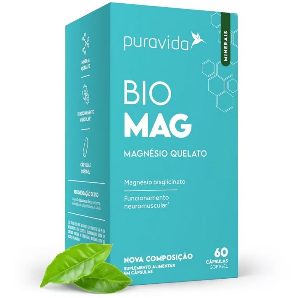 Bio Mag Pura Vida - Magnésio Quelato - (60 Capsulas Softgel) | Shopee ...