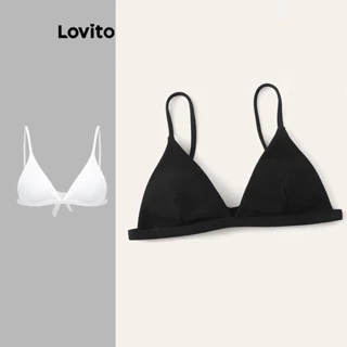 Lovito Sexy Parte de Cima de Biquíni Feminina Lisa com Laço Traseiro LNL41021