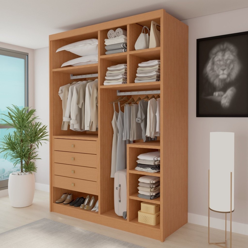 Closet Casal sem Portas 4 Gavetas Bergamo Cinamomo | Shopee Brasil